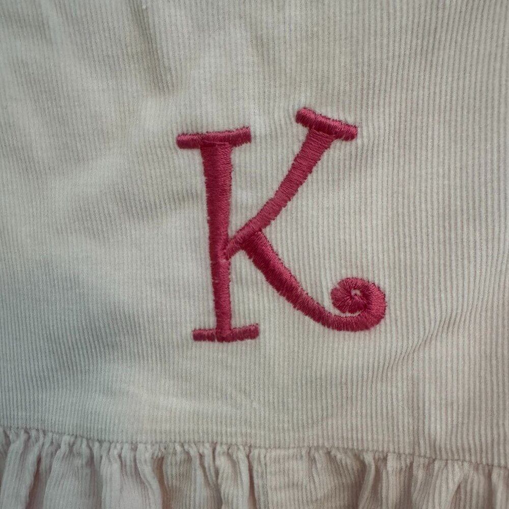 “K” Monogram Pink Corduroy Coveralls, girls size 2t - Picture 2 of 4